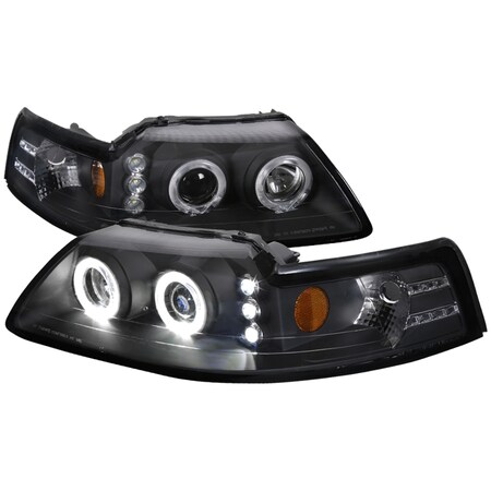 Spec-D Tuning 99-04 Ford Mustang Halo LED Projector Black, 2LHP-MST99JM-V2-RS 2LHP-MST99JM-V2-RS